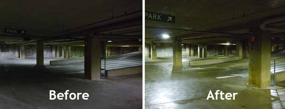 Before-and-After-Image-of-an-LED-Parking-Garage-Retrofit-Example-2_Parking-Garage-Education-Pages