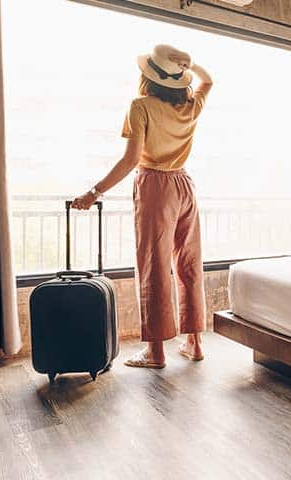 Woman in a hotel with great lighting